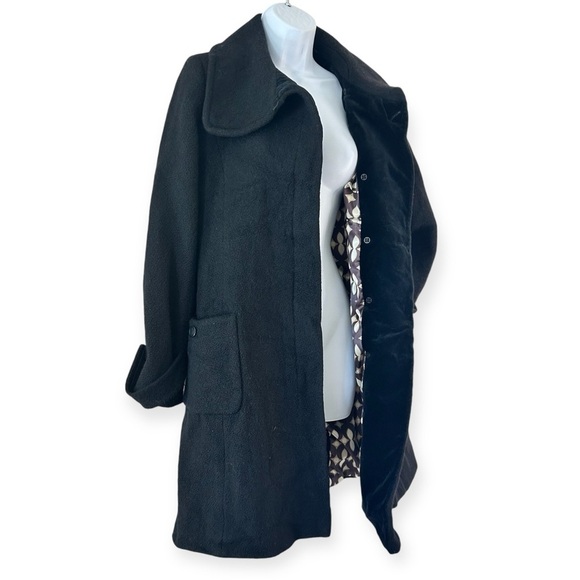 TED BAKER Womens Wool Mohair Blend Black Single Breasted Peacoat TB Size 4 US 8 - Picture 3 of 15